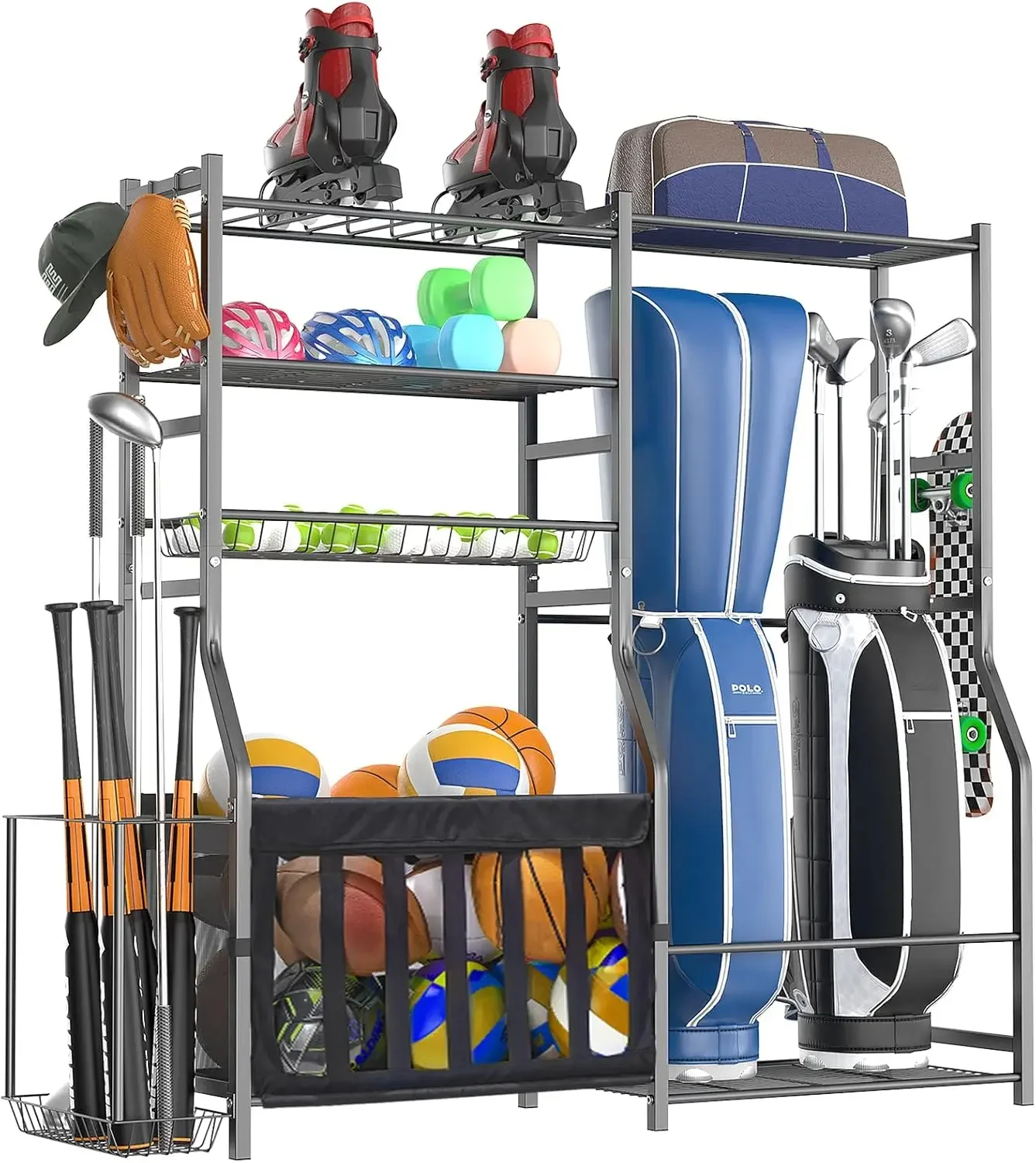 Golf Equipment Organizer For Garage - Heavy Duty Garage Sports Equipment Organizer