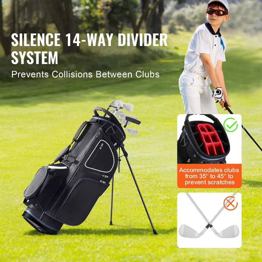 Golf Cart Bag with 14 Way Orga - огляд і ціна Golf Bag Stand Cart