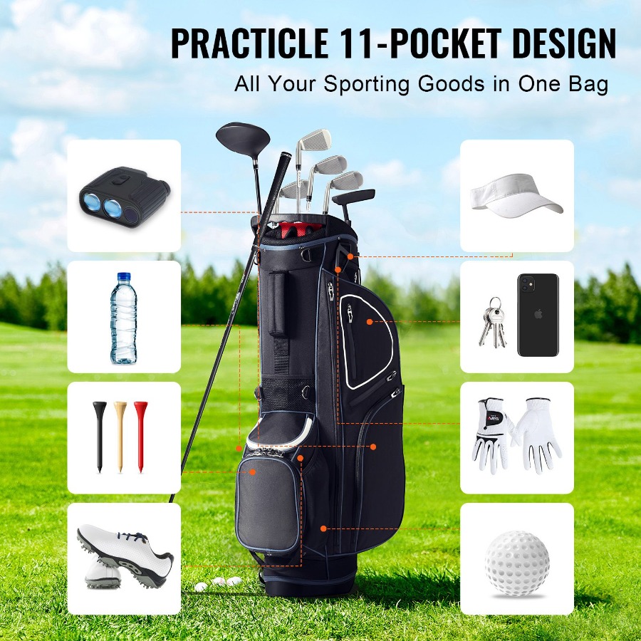 Golf Cart Bag with 14 Way Orga - огляд і ціна Golf Bag Stand Cart
