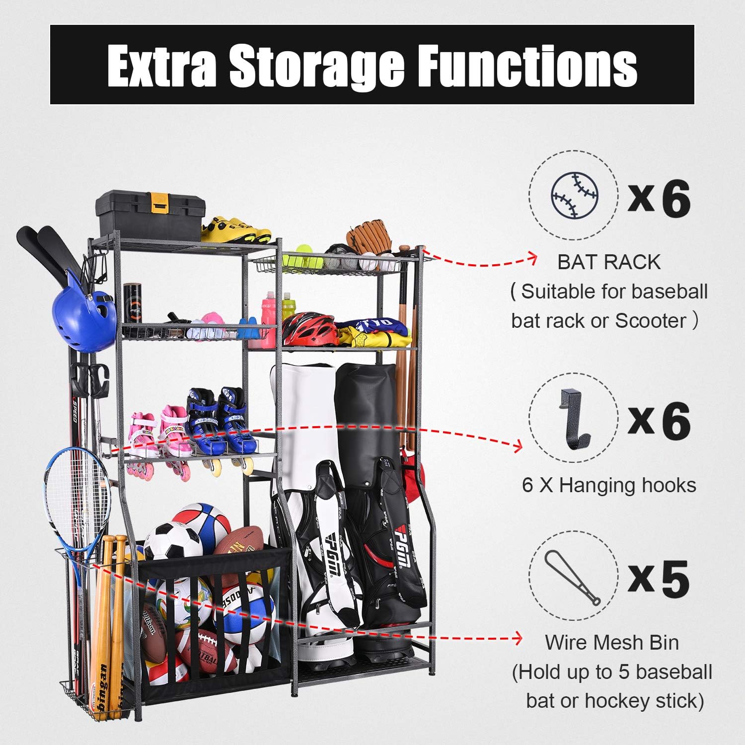 Garage Sports Equipment Storag - огляд і ціна Golf Equipment Organizer For Garage