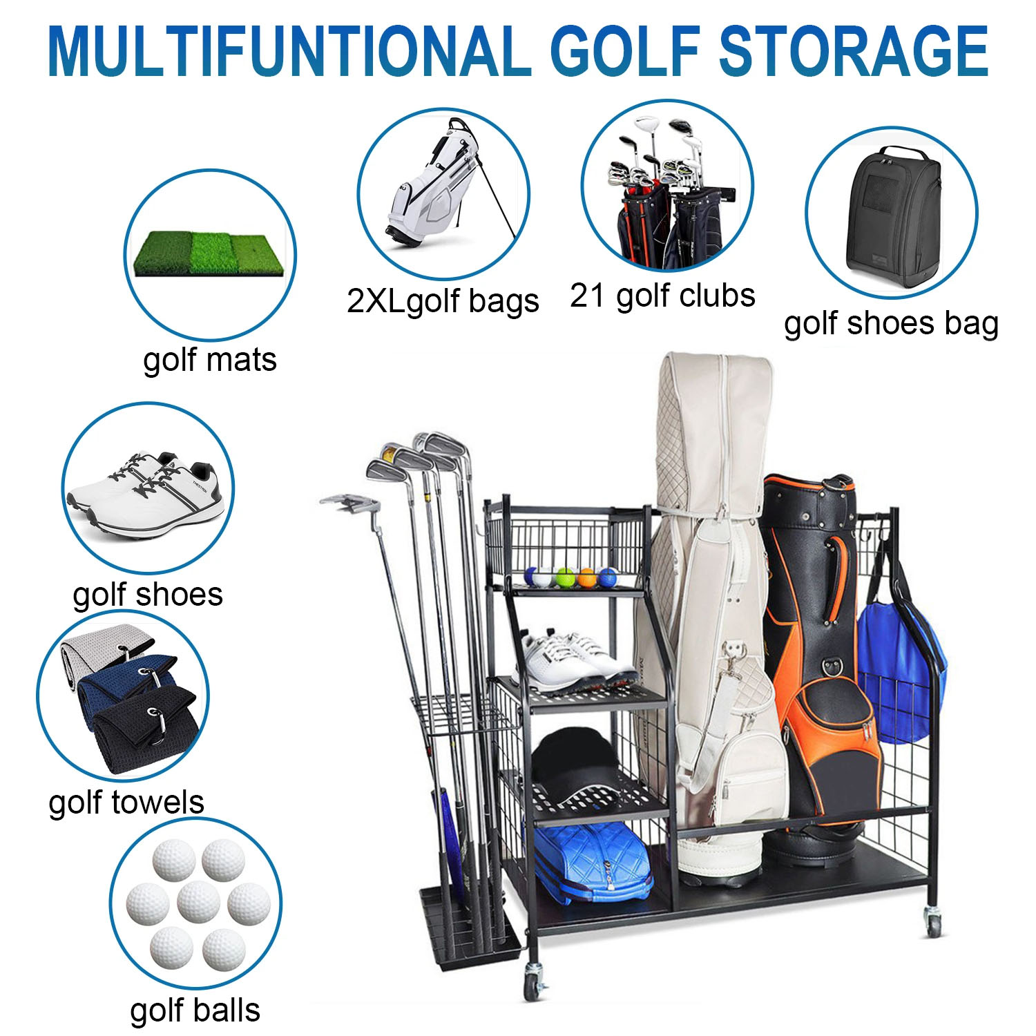 Golf Bag Storage Garage Organi - огляд і ціна Golf Equipment Organizer For Garage