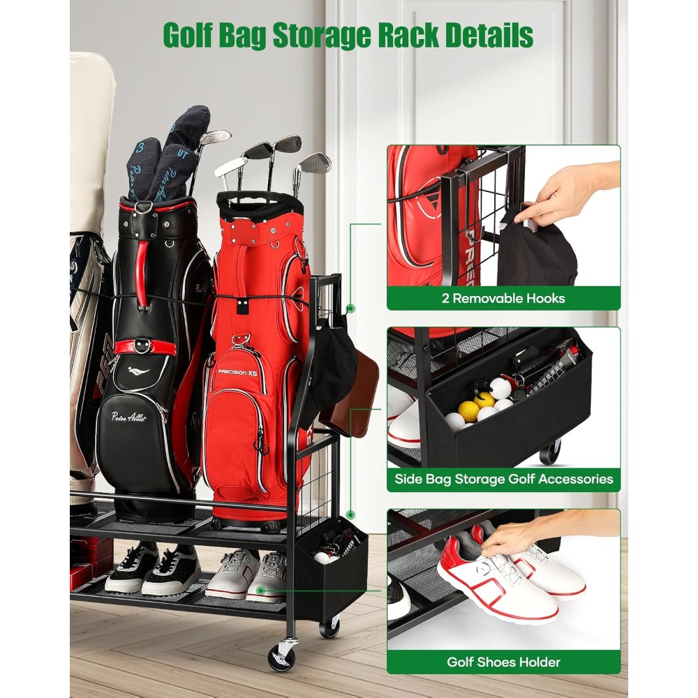 Golf Bag Storage Rack on Wheel - огляд і ціна Golf Equipment Organizer For Garage