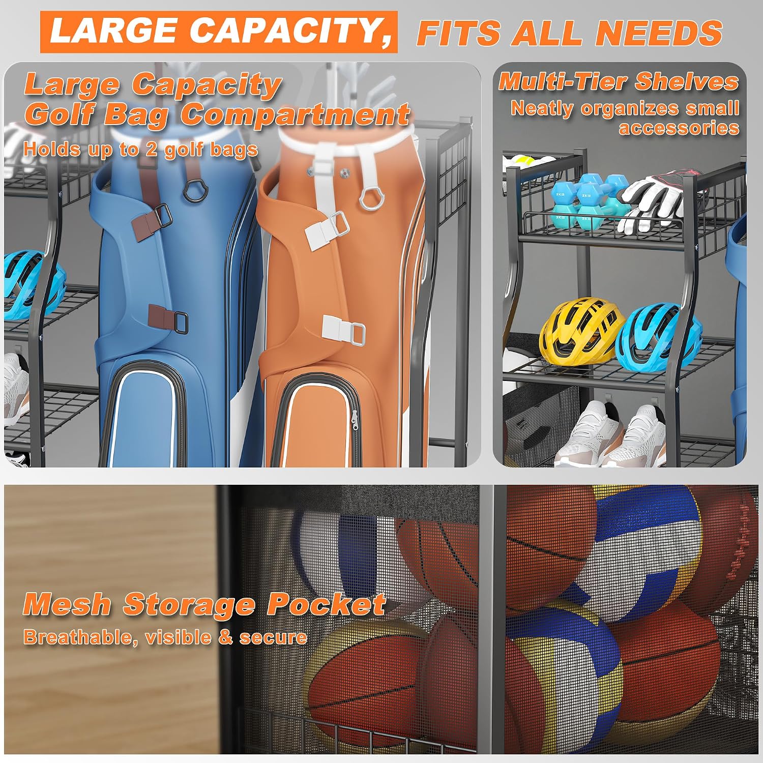 Golf Bag Storage Rack Organize - огляд і ціна Golf Equipment Organizer For Garage