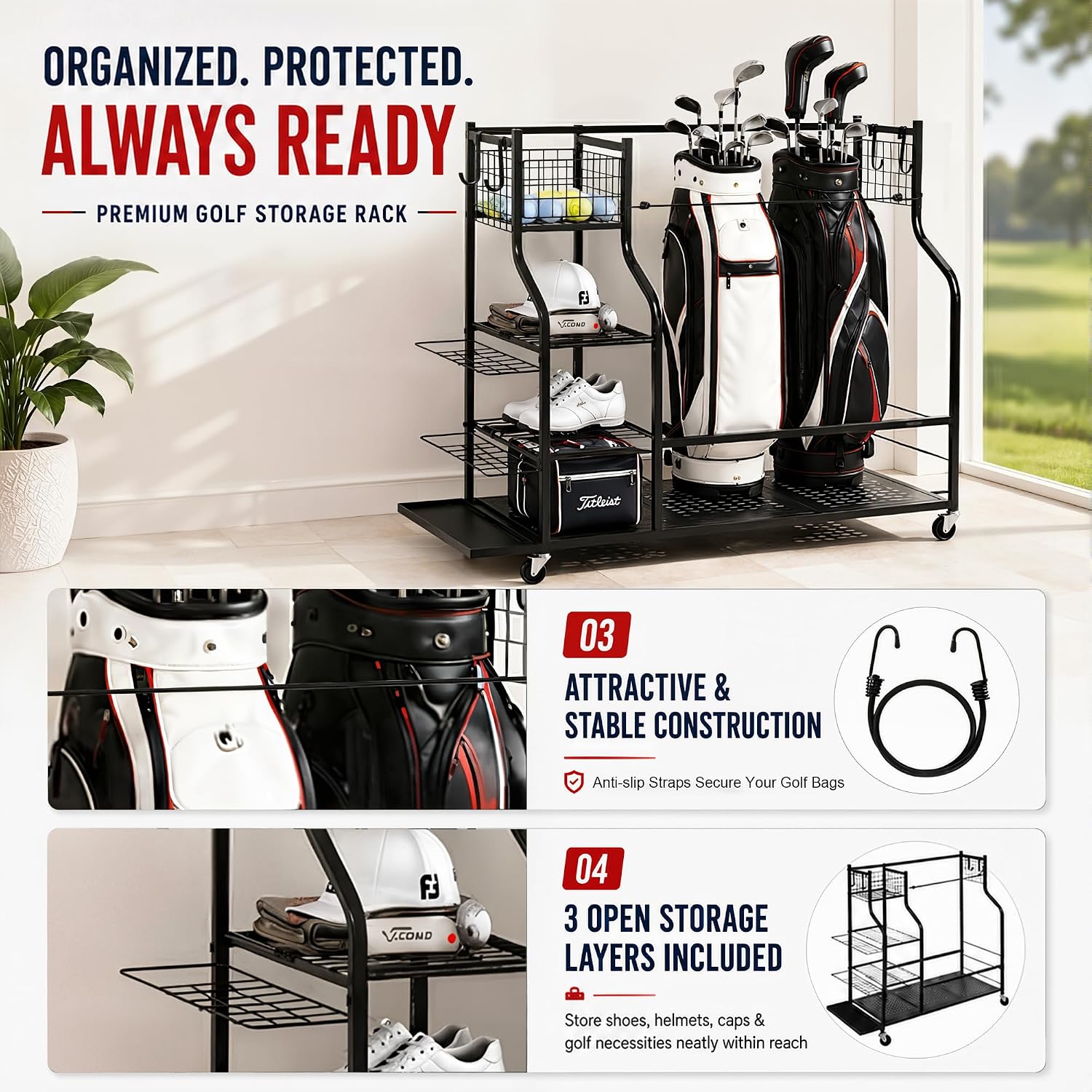 Heavy Duty Golf Bag Storage Ra - огляд і ціна Golf Equipment Organizer For Garage
