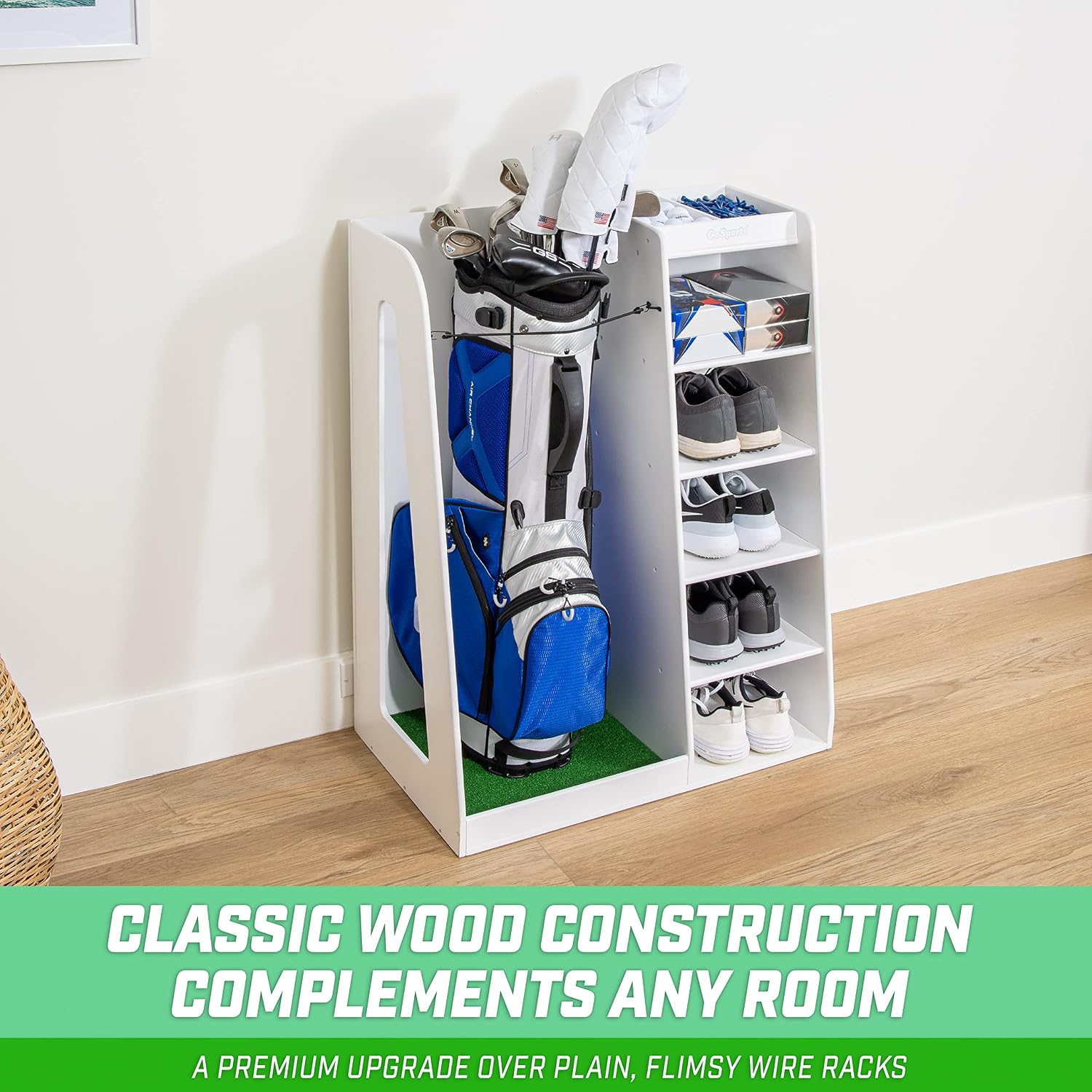 Premium Wooden Golf Bag Storag - огляд і ціна Golf Equipment Organizer For Garage