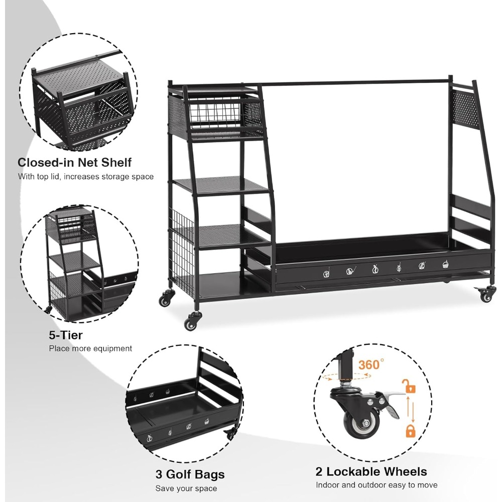Golf Bag Storage Rack Stand Ho - огляд і ціна Golf Equipment Organizer For Garage