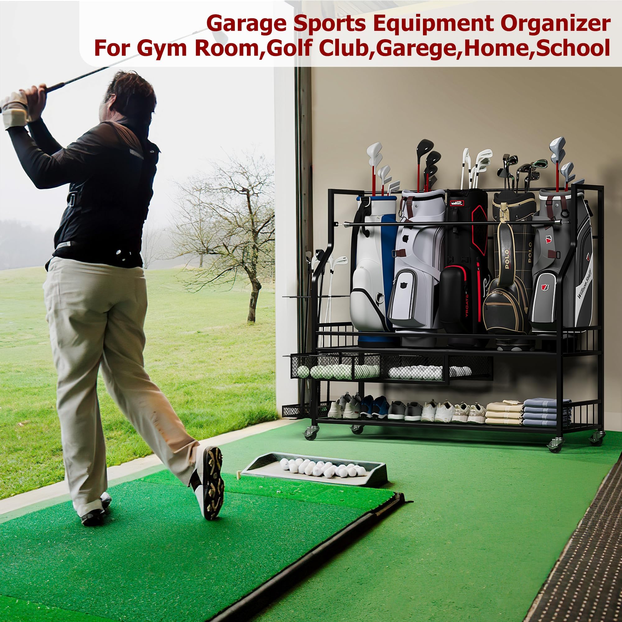 Golf Bag Storage Organizer for - огляд і ціна Golf Equipment Organizer For Garage